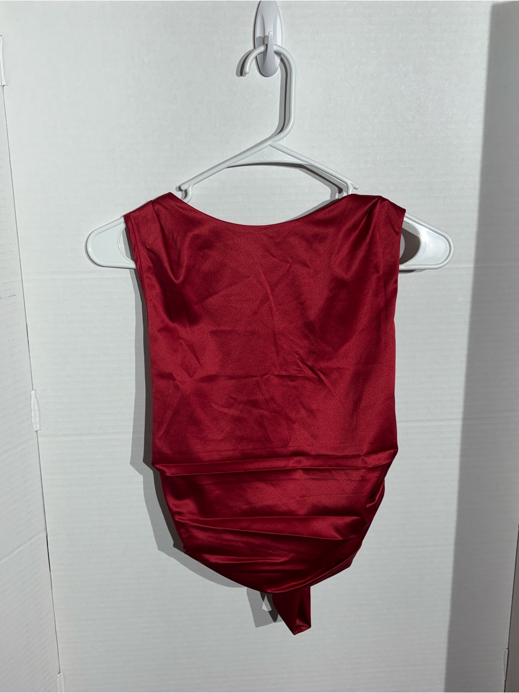Shein Burgundy Satin Crop Top
